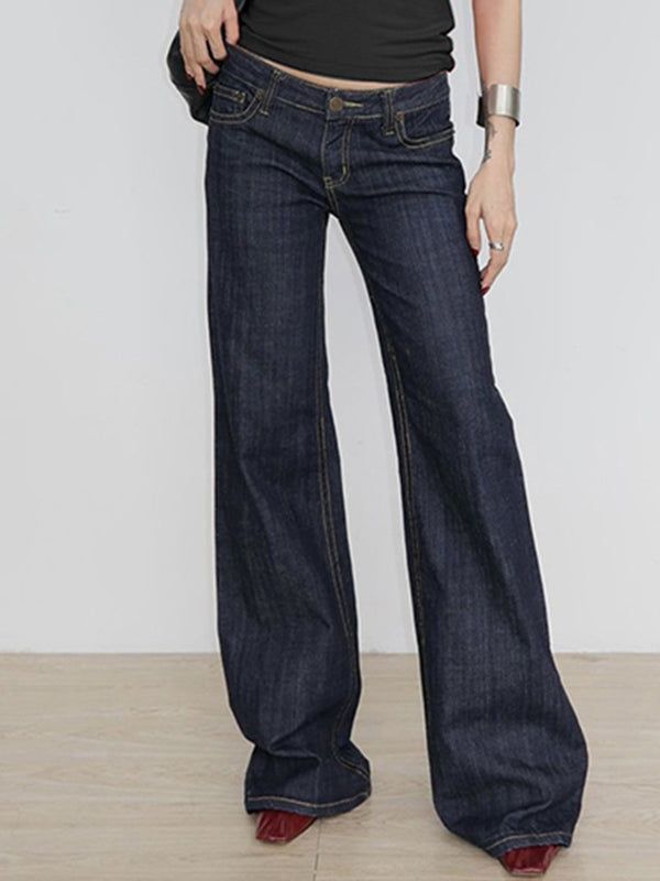 dark low rise bootcutjeans