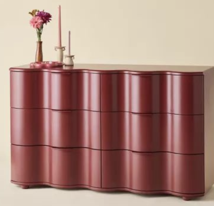 red wavy dresser