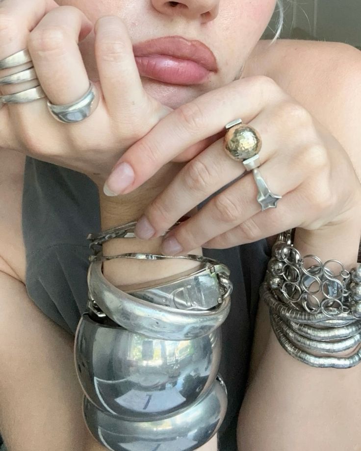 silver bracelets + rings
